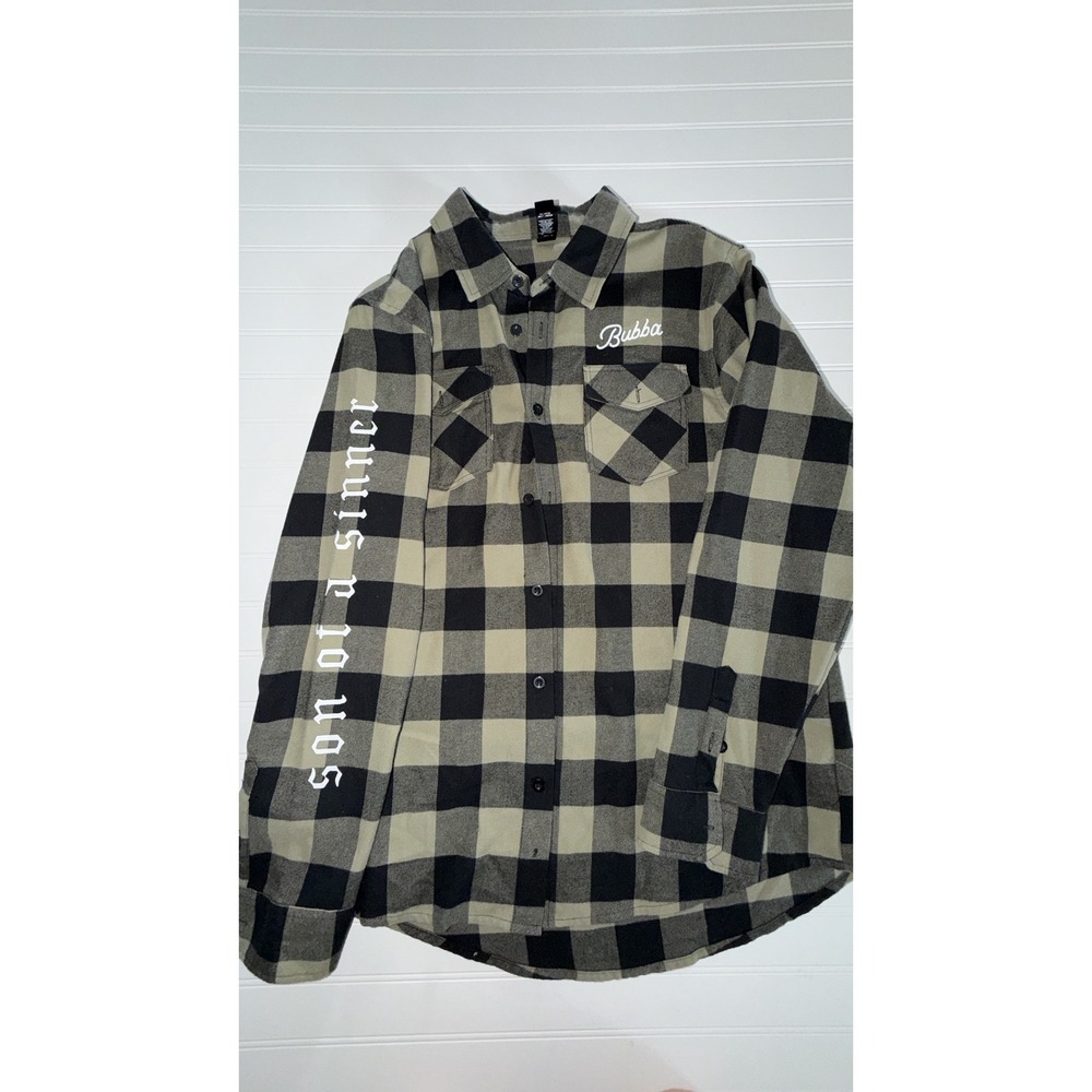 Jelly Roll Son of a Sinner Flannel Shirt Nashville 615 Plaid Green Black Medium